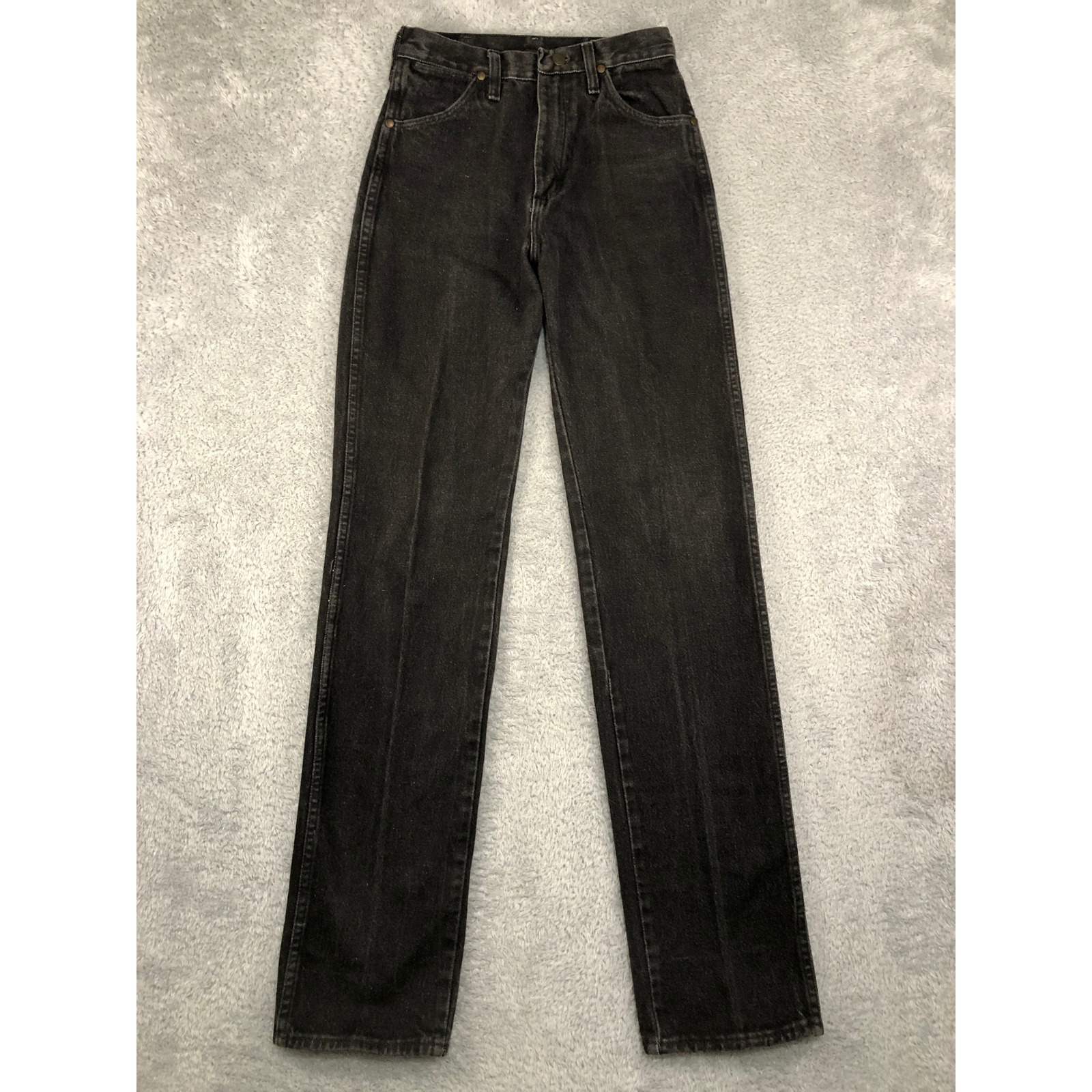 Vtg Wrangler Jeans Women 7 (26x36) Black Made In Usa Cowboy Cut Straight 13mbkg